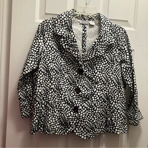 Horizon By Allison Lane Black/white Unlined Size Medium Blazer Cotton/lycra